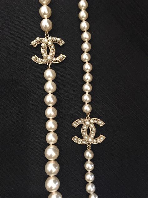 fake chanel double c necklace|long Chanel necklace with pearls.